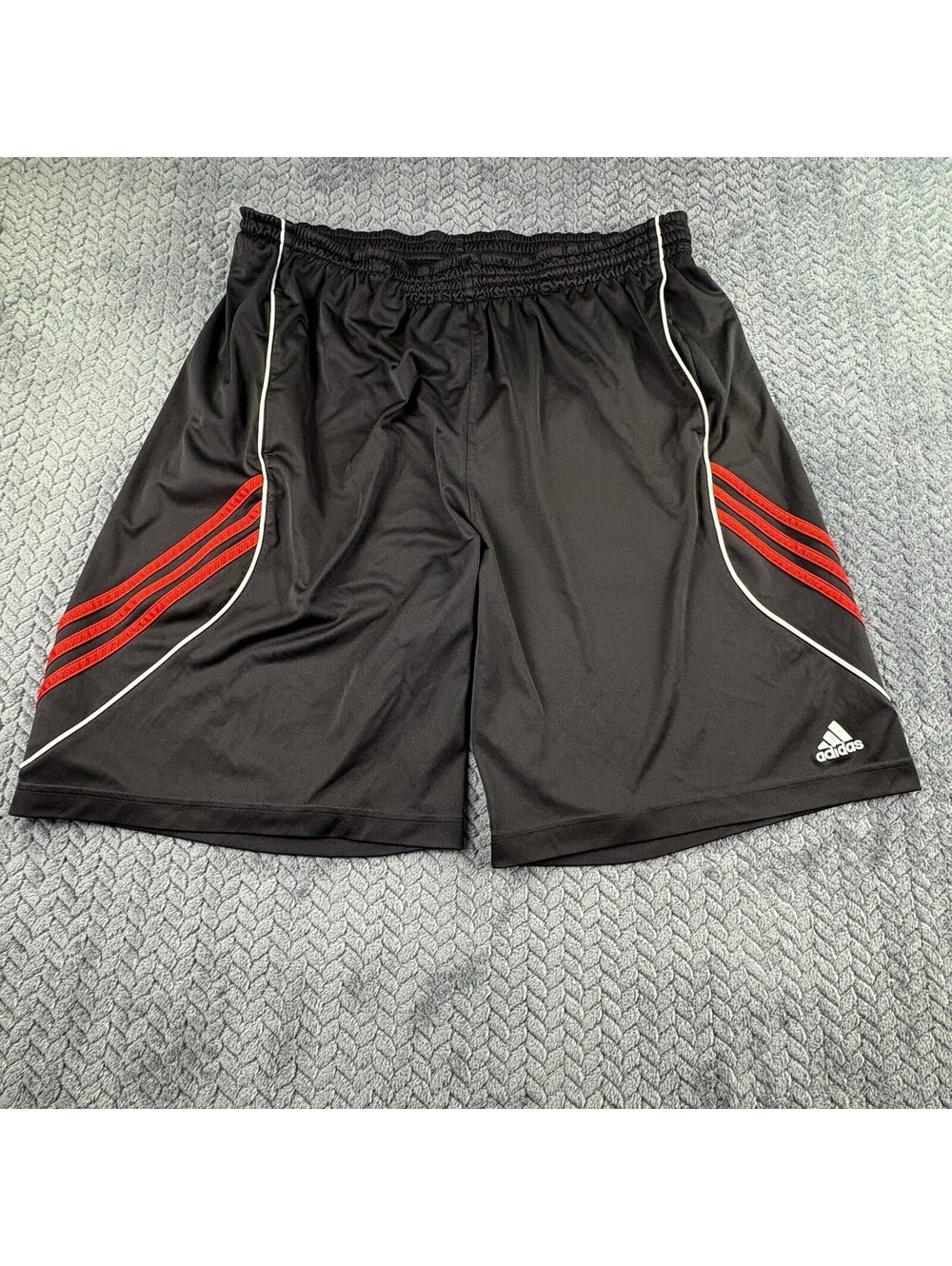 Adidas Basketball Shorts Mens L Black Red White 3 Stripe Sporty Fitness (0041)